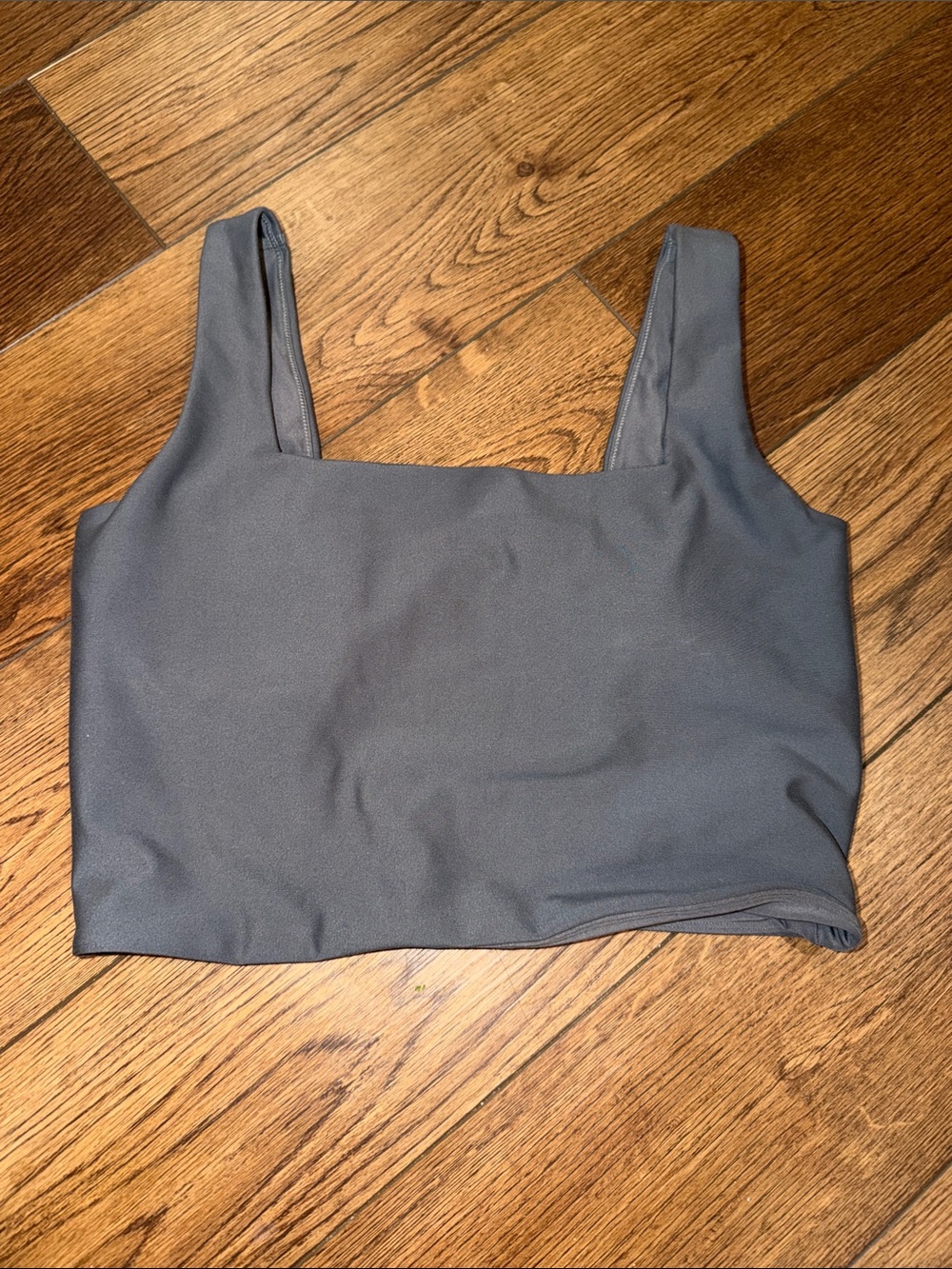 YPB by Abercrombie Women's Cropped Tank Top Gray Sleeveless Square Neck Large